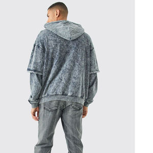 Streetwear Hip-Hop à la mode pour hommes, pulls à capuche pour hommes, pulls décontractés, pulls surdimensionnés, délavés à l'acide, sweat à capuche lourd - Product Image 4