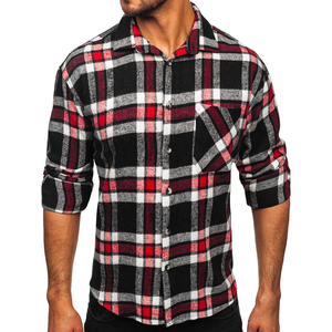 เสื้อเชิ้ตผ้าสักหลาดลายสก็อตแขนยาวทรงพอดีตัวสำหรับผู้ชายเสื้อซับในสำหรับมอเตอร์ไซค์ - Product Image 6