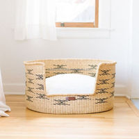 Galaximex Lit pour chat mignon, coussin en osier tressé à la main, panier-nid écologique à motif animal, taille personnalisée, vente en gros