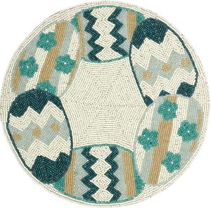 Nappe de table en tissu polyester brodé avec des perles dorées et noires vintage, 13x13 pouces, écologique, réutilisable, personnalisable - Product Image 5