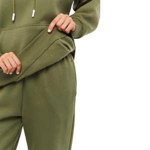 Survêtement de haute qualité respirant % coton polaire pour femmes Logo personnalisé deux pièces surdimensionné ensemble de survêtement pour dames-pour l'hiver - Product Image 2