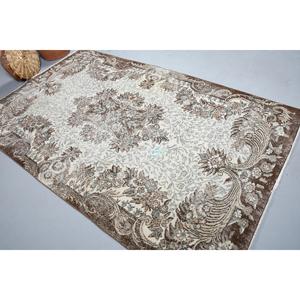 5.1x8.5 ft Rug, Turkish Rug, Vintage <b>Brown</b> <b>Wool</b> Check Rug - Product Image 1