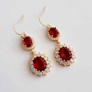 ต่างหูรูปหยดน้ำทับทิมสีขาวธรรมชาติ เงินแท้ 925 ชุบทอง 14k สไตล์วินเทจ วิคตอเรียน สำหรับเจ้าสาวงานแต่งงาน - Product Image 3