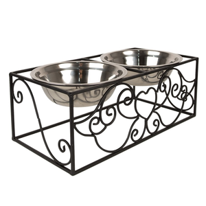 Tazón de comida para mascotas de acero inoxidable al por mayor de diseño con soporte superventas con soporte de hierro negro de calidad superior - Product Image 5