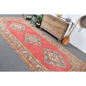 Tapis Vintage Turc Style Bohème 4.8x11.4ft Rouge Vert Patchwork Design Classique Classique pour Entrée en Laine Latex Support - Product Image 4