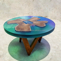 Tables à manger en résine époxy indienne, imperméables et peintes à la main, en forme de fleur, meubles de salle à manger modernes de luxe pour la décoration de la maison