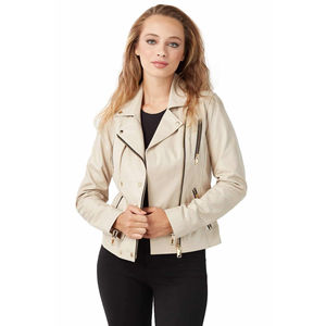 Chaqueta de cuero de moda de color blanco Venta al por mayor Precio bajo Mejor fabricación Chaqueta de cuero para mujer Diseño personalizado con servicio OEM - Product Image 6