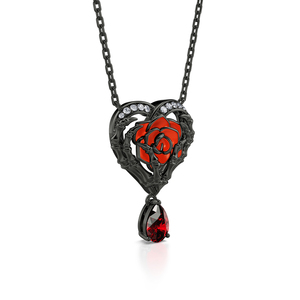 สร้อยคอแฟชั่นประดับลูกปัดเงินแท้รูปโครงกระดูกและดอกกุหลาบ "Jeulia Never Ending Love" - Product Image 2