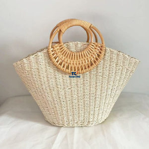 กระเป๋าฟาง2024ผู้หญิงกระเป๋าถือชายหาดฤดูร้อนกระเป๋าทำมือดวงจันทร์ครึ่งกระเป๋าฟางดีไซน์หรูหรา - Product Image 5