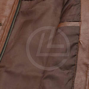 Chaqueta duradera de piel de oveja para hombre con hombros reforzados, cuello levantado, lona de invierno, estilo motorista - Product Image 4
