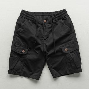 Shorts cargo américains sportifs amples pour hommes, nouvelle collection été, micro-élasticité, coupe droite, kaki uni, séchage rapide, personnalisable - Product Image 3
