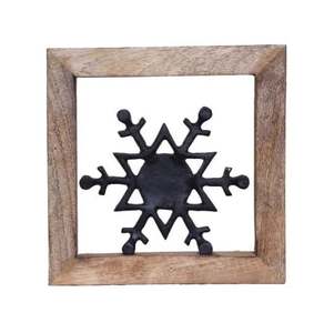 Estrella de Navidad de aluminio hecha a mano de proveedor indio de Venta caliente con acabado negro en marco de madera regalo de Navidad de alta calidad - Product Image 1
