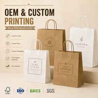 Bolsa de Papel con Asas Retorcidas, Venta al por Mayor, Reciclable, Kraft, para Compras, con Logotipo Personalizado, para Cadenas de Panaderías, Restaurantes, Suministros de Empaque