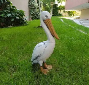 42cm 16'' Cute Large Pelican Sculpture for Garden Decoration Yard Art Outdoor Statue Lawn Ornament Patio Terrace Decor