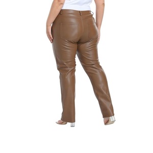Genuine Cow Leather Plus Size Women's Clothing High <b>Waist</b> Women Slim Fit Stretch Sexy Leather Pant 2025 for Winter Season Pant - Product Image 3
