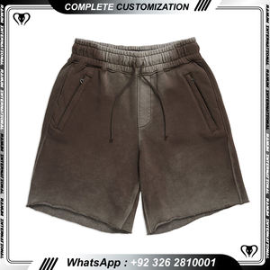 Custom Vintage Sweat Sun Faded Stone Wash Shorts Pantalones cortos de lavado ácido de impresión personalizada para los hombres - Product Image 2