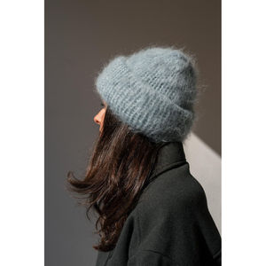 OEM diseño personalizado Mohair Fur sombreros de invierno gorro de lana con bordado 3D Etiqueta de logotipo personalizado - Product Image 4