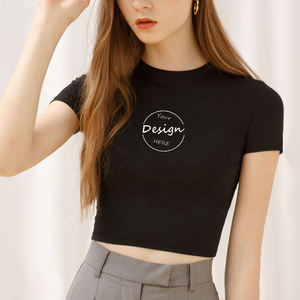 2025 verano logotipo personalizado gráfico mujeres camisetas 100% algodón orgánico transpirable Casual camiseta para imprimir - Product Image 4