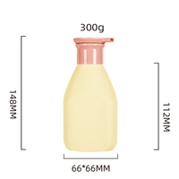 Bouteille en plastique personnalisée de 300 ml, HDPE carrée, couleur jaune, bouteille de désinfectant pour les mains pour enfants, récipient pour shampoing avec pompe à lotion