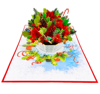 Undangan Pernikahan Kartu Pop-up Desain Bunga Poinsettia 3D Mewah Buatan Tangan Gaya Surat Seni Kertas Buatan Tangan Viet-craft 130x180mm