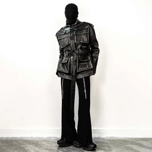 แจ็กเก็ตหนังแกะขนแกะหลากกระเป๋าคอตั้งทรงหลวมสำหรับผู้ชายออกแบบได้ตามต้องการใหม่ - Product Image 6