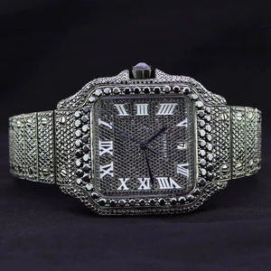 Stainless Steel Moissanite Diamond Watch made in Stainless Steel 20mm Band Width Hip Hop Style Iced Out VVS Clarity - Product Image 1