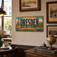 Letrero Metálico Rústico de Placa de Matrícula Vintage de Alemania, Dresde, Decoración de Pared para Garaje, Estilo Antiguo, Venta al por Mayor