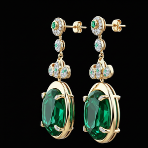 Pendientes de Plata de Ley 925 con Hidro Verde en Múltiples Formas, Chapados en Oro de 18K, Joyería de Moda Hecha a Mano para Mujer - Product Image 3