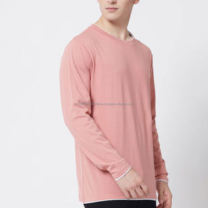 T-shirts formels respirants à manches longues pour hommes de qualité supérieure, coupe classique, uni, polyester/coton, logo personnalisé disponible, tricotés - Product Image 2