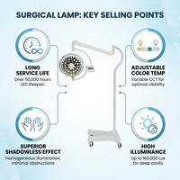 Lampe chirurgicale mobile sur pied CHGLED500 à LED sans ombre, 48 perles, 160 000 Lux, focalisable, pour bloc opératoire hospitalier