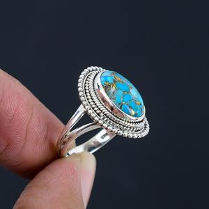 Turquoise bijoux en pierres précieuses pour femmes argent Boho Style bague bijoux 925 en argent Sterling tendance bague faite à la main cadeau pour maman - Product Image 4