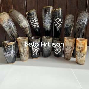 Tazas de Cuerno Estilo Vikingo Rústicas Hechas a Mano, Artesanías Naturales para Coleccionistas, Eventos, Grabado Personalizado, Artículos de Bebida Históricos al por Mayor - Product Image 2