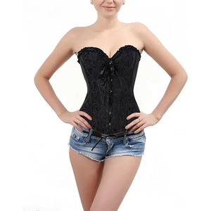 promotionWomen's Black Leather Zipper Corset Soft Black Sheep Hide Stylish Strapless Moto Leather Zipper Corset With Gothic - Product Image 1