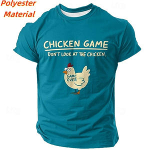 Camiseta con estampado 3D de pollo de videojuego para hombre, divertida camiseta con patrón colorido, camisetas de verano con cuello redondo para niños, camisetas de manga corta, tops de moda - Product Image 1