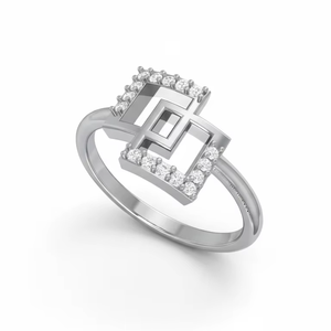 Bague de luxe pour femme en or 14 carats et diamants naturels avec taille brillant rond |   0,10 carats - Product Image 1