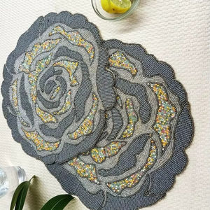 Handmade Luxury <b>Beaded</b> Charger for Dining Unique Holiday Decor; for Housewarming <b>Beaded</b> <b>Placemat</b> - Product Image 1