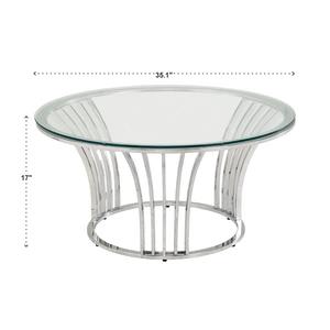 Table basse de salon moderne avec plateau en verre et pieds en métal argenté écologiques - Product Image 5