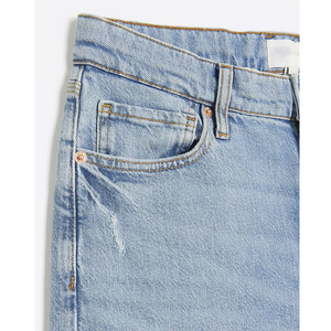 Pantalones vaqueros rectos informales lavados de cintura alta para mujer, pantalones vaqueros ajustados personalizados para niñas, pantalones vaqueros - Product Image 4