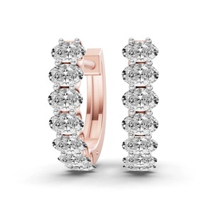 Elongated Oval Lab Grown Diamond <b>Huggie</b> Earrings 1.25 Ct Tw F-G Color VS Clarity 14 Diamonds 14K <b>Solid</b> <b>Gold</b> Fashionable Curve - Product Image 2