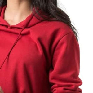 Sweat à capuche court en tricot pour femme, best-seller, 100% coton, respirant, molleton, logo personnalisé OEM imprimé, écologique - Product Image 6