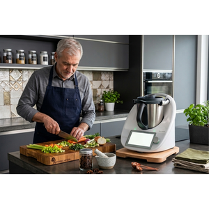 Support en bois de hêtre pour Thermomix 35x30 cm, 3 couleurs laquées, base pour appareil de cuisine TM5 TM6, vente en gros, logo personnalisé - Product Image 2
