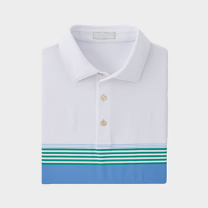 Impresión personalizada de golf, árbitro de colores combinados, polos sublimados de tela, camiseta estampada por sublimación de poliéster con bolsillo para hombre - Product Image 2