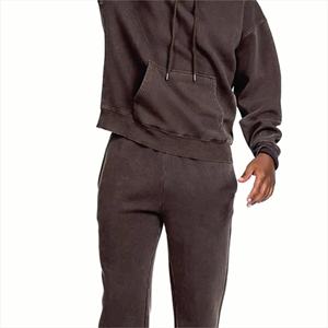 Survêtements pour hommes personnalisés en gros quantité minimale de commande bas sweat à capuche uni et jogging deux pièces survêtement d'entraînement vêtements de sport à la mode - Product Image 6