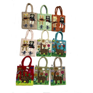 Fancy Kids School Bags Merino Wool Felt Two Straps Zipper Closure Eco-friendly Handmade in Nepal - Product Image 1