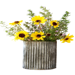 Vase à fleurs galvanisé moderne à la mode avec décor à la maison en métal finition vintage avec plateau lot de 3 - Product Image 2