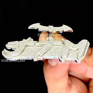 Pendentif personnalisé en argent sterling 925 avec moissanite glacée VVS, style hip-hop, plaqué rhodium - Product Image 4