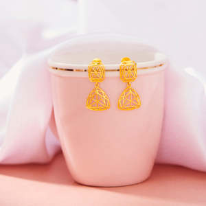 Boucles d'oreilles pendantes en perles plaquées or pour femmes, style vintage religieux tendance, cadeau pour fête ou mariage - Product Image 1