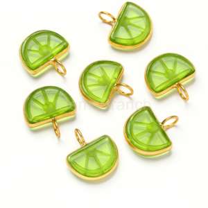 Colgante de Plata de Ley con Baño de Oro Vermeil y Cuarzo Natural de Peridoto Tallado en Forma de Fruta Naranja, Joyería de Cristal Curativo - Product Image 1