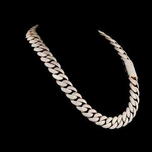 Collier chaîne cubaine glacée de luxe 40 carats VVS Moissanite Rhodium Orthodox Hip Hop Bijoux Finition or blanc pour cadeau fête - Product Image 2