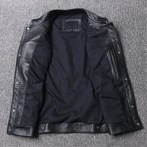 Gilet de moto confortable et respirant en cuir véritable pour hommes, design unique, vêtements d'extérieur pour l'hiver, prix de gros - Product Image 3